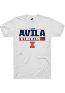 Yazzy Avila White Illinois Fighting Illini NIL Stacked Box Short Sleeve T Shirt