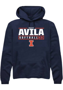 Yazzy Avila Rally Mens Navy Blue Illinois Fighting Illini NIL Stacked Box Hooded Sweatshirt