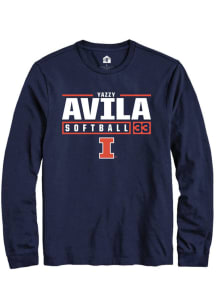 Yazzy Avila Rally Mens Navy Blue Illinois Fighting Illini NIL Stacked Box Tee