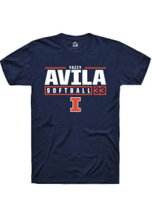 Yazzy Avila Navy Blue Illinois Fighting Illini NIL Stacked Box Short Sleeve T Shirt