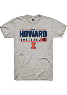 Zoie Howard Ash Illinois Fighting Illini NIL Stacked Box Short Sleeve T Shirt