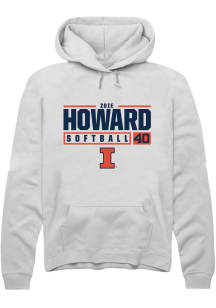 Zoie Howard Rally Mens White Illinois Fighting Illini NIL Stacked Box Hooded Sweatshirt