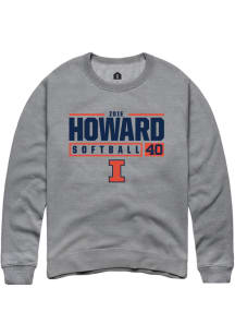 Zoie Howard Rally Mens Graphite Illinois Fighting Illini NIL Stacked Box Crew Sweatshirt