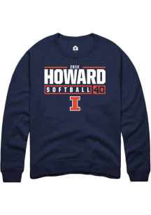 Zoie Howard Rally Mens Navy Blue Illinois Fighting Illini NIL Stacked Box Crew Sweatshirt