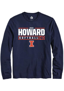 Zoie Howard Rally Mens Navy Blue Illinois Fighting Illini NIL Stacked Box Tee