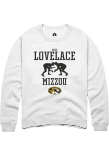 Eric Lovelace  Rally Missouri Tigers Mens White NIL Sport Icon Long Sleeve Crew Sweatshirt