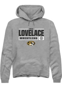 Eric Lovelace  Rally Missouri Tigers Mens Graphite NIL Stacked Box Long Sleeve Hoodie