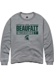 Elle Beaufait  Rally Michigan State Spartans Mens Grey NIL Stacked Box Long Sleeve Crew Sweatshi..
