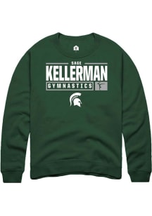 Sage Kellerman  Rally Michigan State Spartans Mens Green NIL Stacked Box Long Sleeve Crew Sweats..