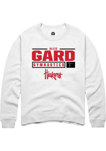 Allie Gard Rally Mens White Nebraska Cornhuskers NIL Stacked Box Crew Sweatshirt