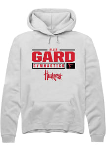Allie Gard Rally Mens White Nebraska Cornhuskers NIL Stacked Box Hooded Sweatshirt