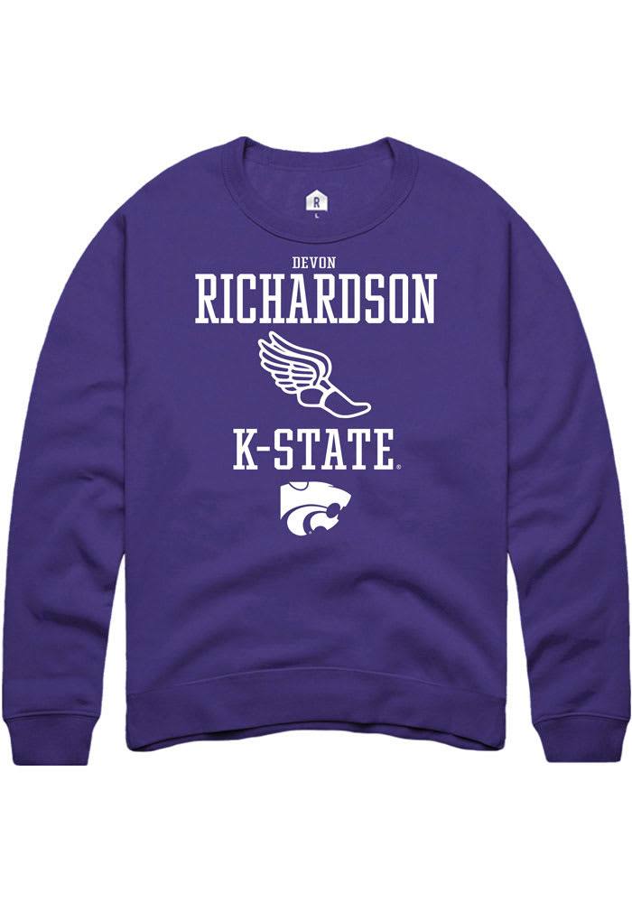 Devon Richardson Rally K-State Wildcats Mens Purple NIL Sport Icon Long Sleeve Crew Sweatshirt