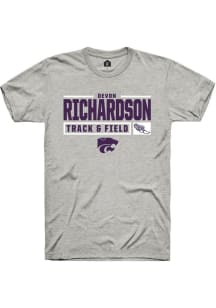 Devon Richardson Ash K-State Wildcats NIL Stacked Box Short Sleeve T Shirt