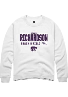 Devon Richardson Rally Mens White K-State Wildcats NIL Stacked Box Crew Sweatshirt