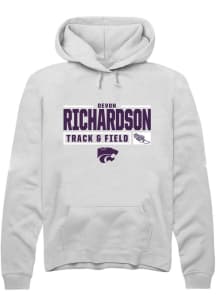 Devon Richardson Rally Mens White K-State Wildcats NIL Stacked Box Hooded Sweatshirt