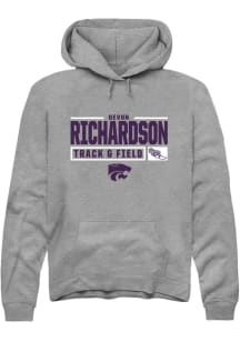 Devon Richardson Rally Mens Graphite K-State Wildcats NIL Stacked Box Hooded Sweatshirt