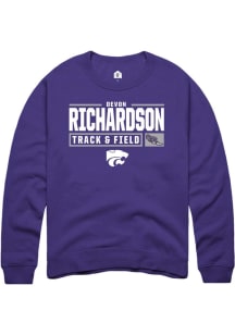 Devon Richardson Rally Mens Purple K-State Wildcats NIL Stacked Box Crew Sweatshirt