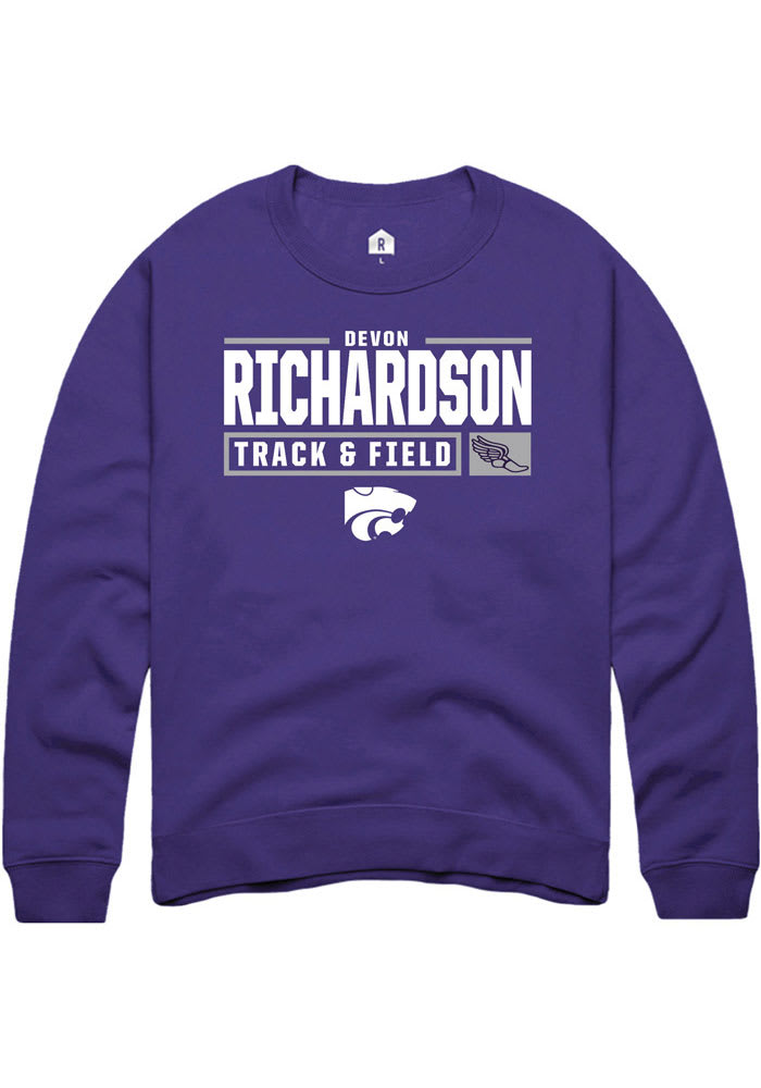 Devon Richardson Rally K-State Wildcats Mens Purple NIL Stacked Box Long Sleeve Crew Sweatshirt