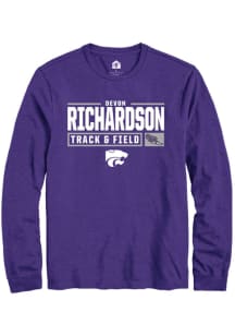 Devon Richardson Rally Mens Purple K-State Wildcats NIL Stacked Box Tee