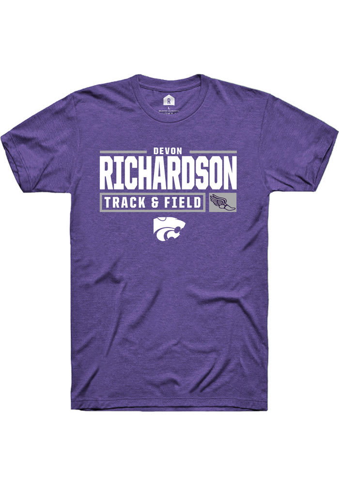 Devon Richardson K-State Wildcats Purple Rally NIL Stacked Box Short Sleeve T Shirt