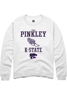 Jesse Pinkley Rally Mens White K-State Wildcats NIL Sport Icon Crew Sweatshirt