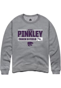 Jesse Pinkley Rally Mens Graphite K-State Wildcats NIL Stacked Box Crew Sweatshirt