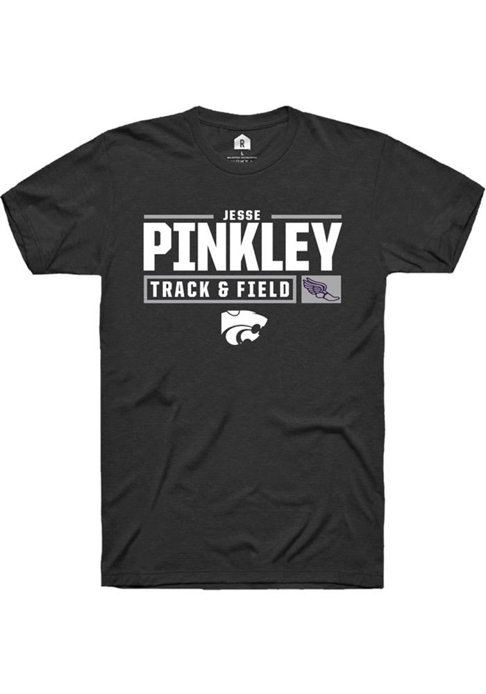 Jesse Pinkley K-State Wildcats Black Rally NIL Stacked Box Short Sleeve T Shirt