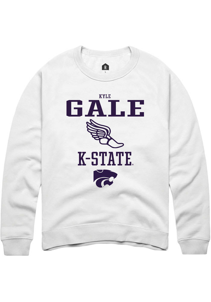 Kyle Gale Rally K-State Wildcats Mens White NIL Sport Icon Long Sleeve Crew Sweatshirt