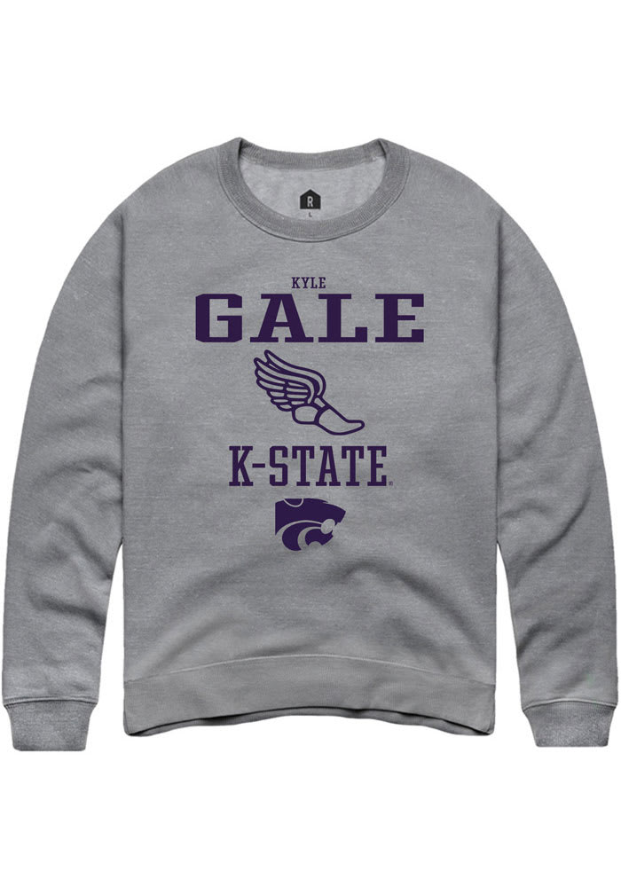 Kyle Gale Rally K-State Wildcats Mens Grey NIL Sport Icon Long Sleeve Crew Sweatshirt