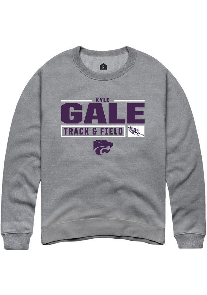 Kyle Gale Rally K-State Wildcats Mens Grey NIL Stacked Box Long Sleeve Crew Sweatshirt