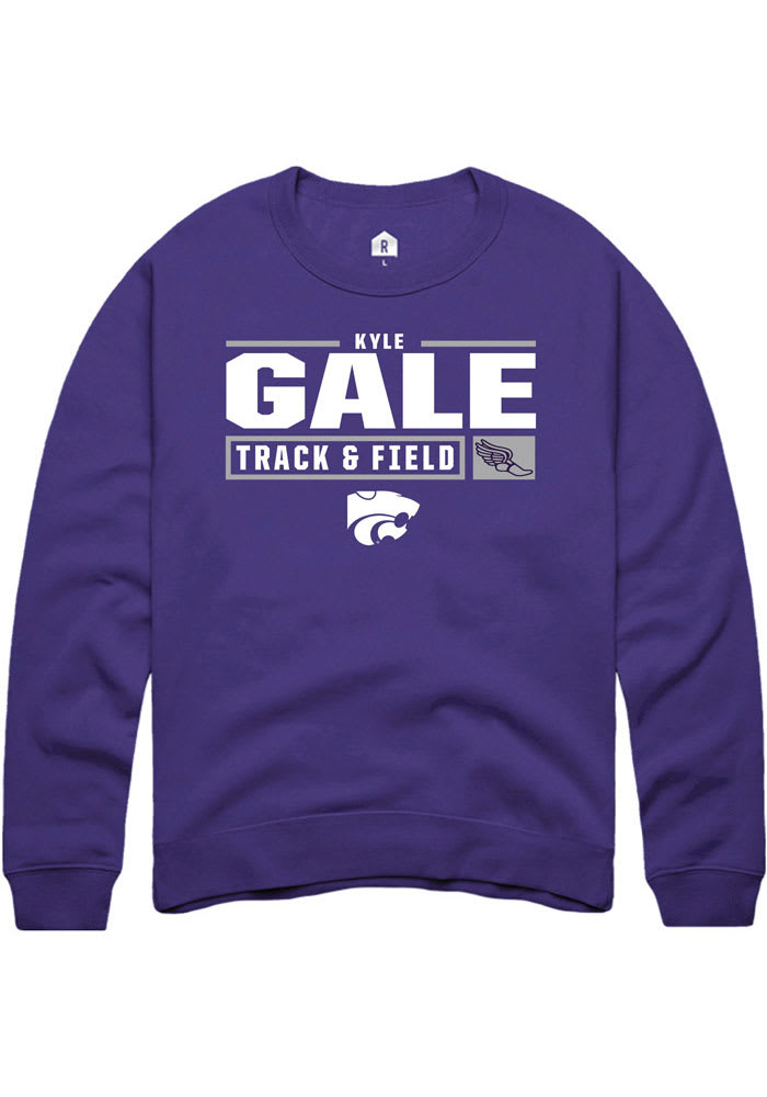 Kyle Gale Rally K-State Wildcats Mens Purple NIL Stacked Box Long Sleeve Crew Sweatshirt