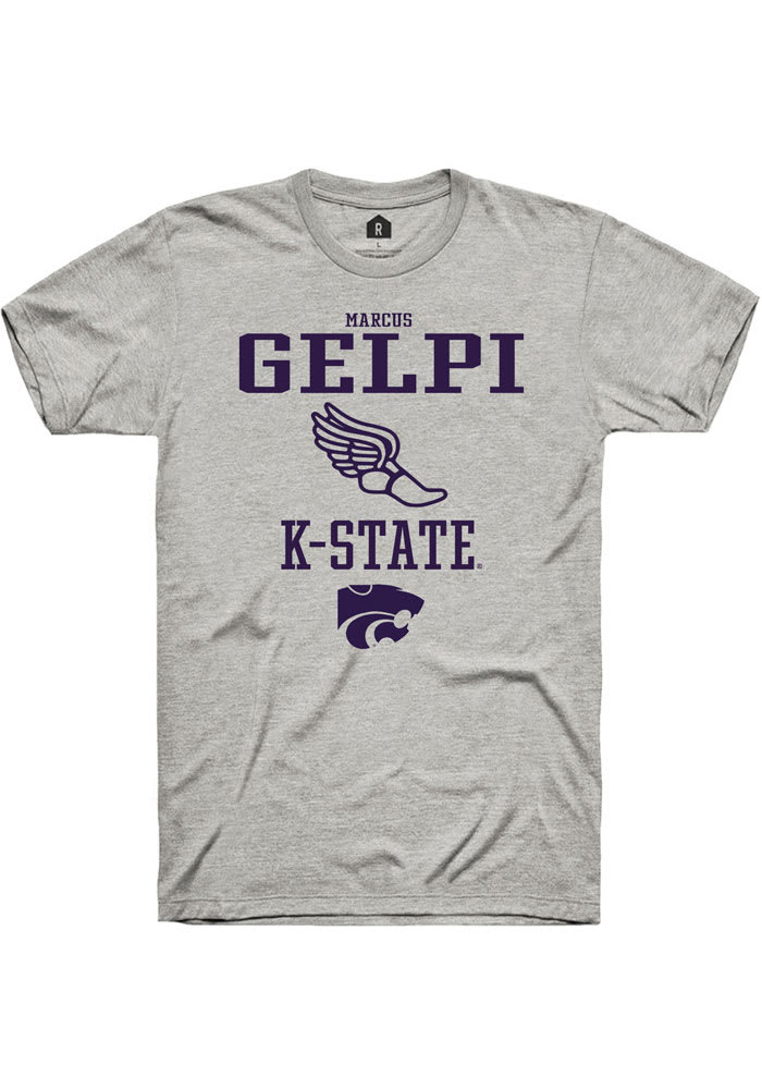 Marcus Gelpi K-State Wildcats Grey Rally NIL Sport Icon Short Sleeve T Shirt