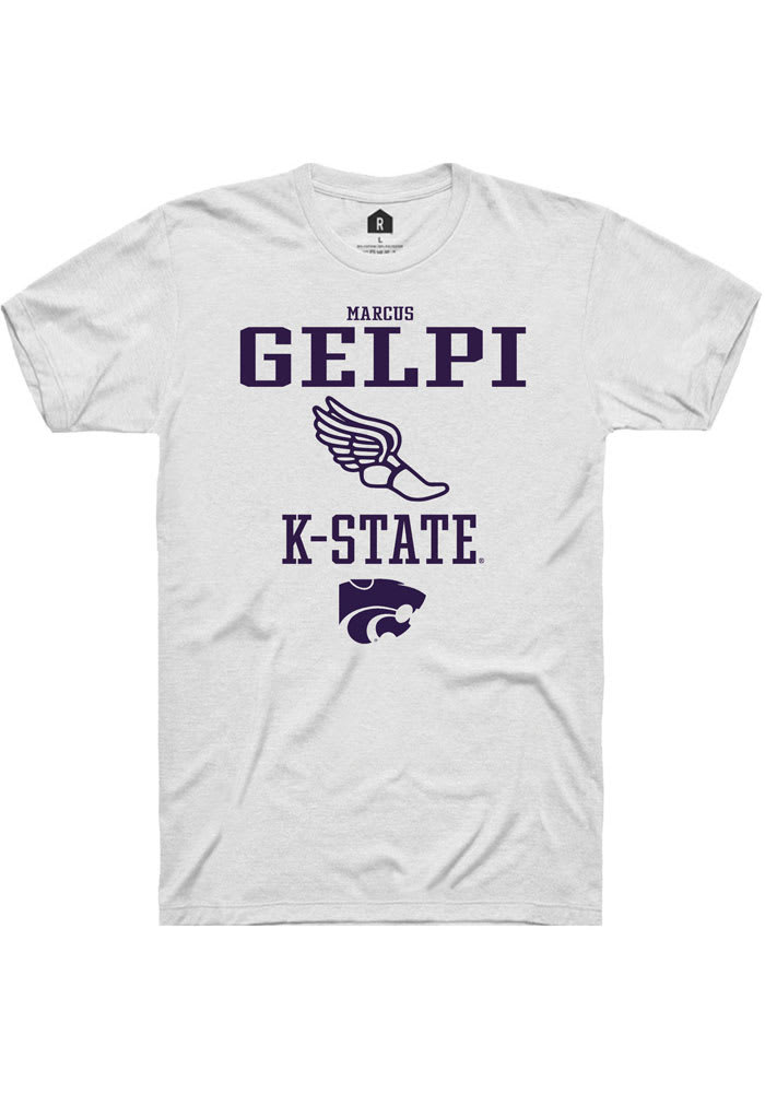 Marcus Gelpi K-State Wildcats White Rally NIL Sport Icon Short Sleeve T Shirt