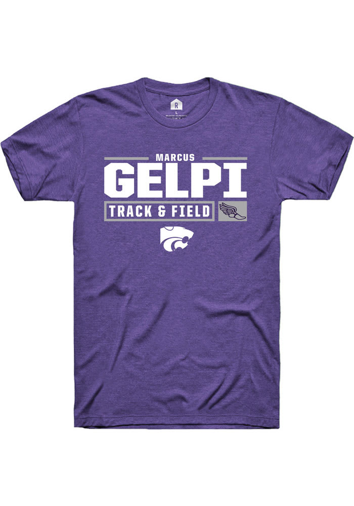 Marcus Gelpi K-State Wildcats Purple Rally NIL Stacked Box Short Sleeve T Shirt