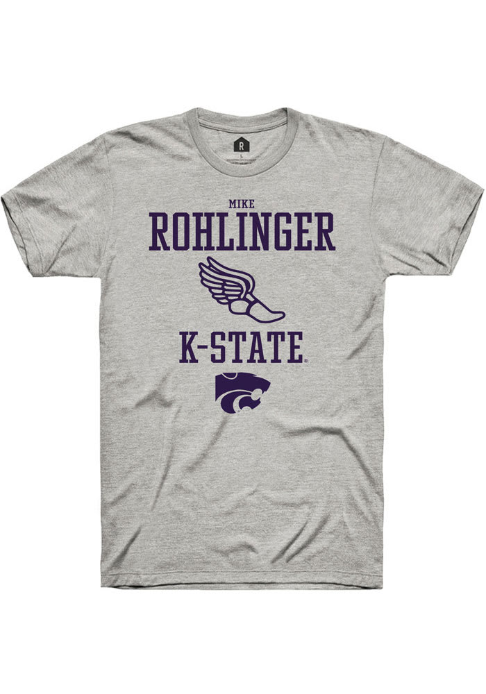 Mike Rohlinger K-State Wildcats Grey Rally NIL Sport Icon Short Sleeve T Shirt