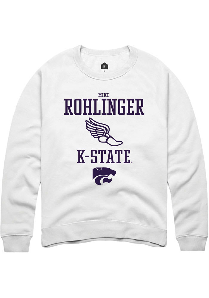 Mike Rohlinger Rally K-State Wildcats Mens White NIL Sport Icon Long Sleeve Crew Sweatshirt