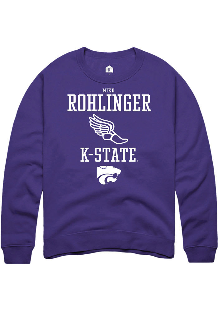 Mike Rohlinger Rally K-State Wildcats Mens Purple NIL Sport Icon Long Sleeve Crew Sweatshirt