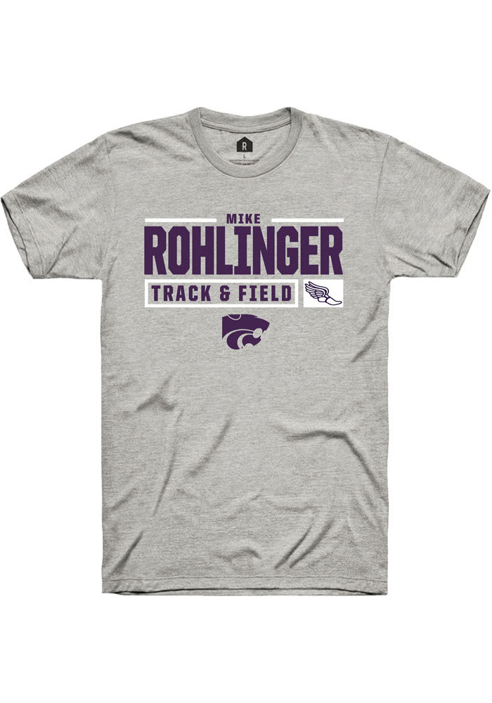 Mike Rohlinger K-State Wildcats Grey Rally NIL Stacked Box Short Sleeve T Shirt