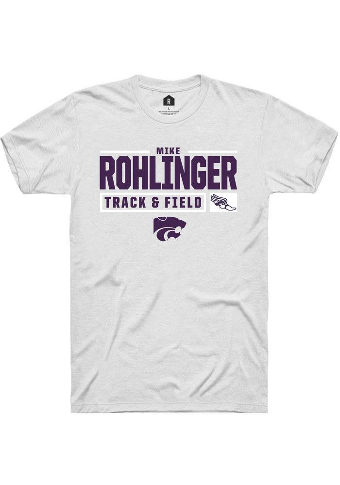 Mike Rohlinger K-State Wildcats White Rally NIL Stacked Box Short Sleeve T Shirt