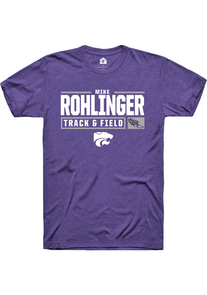 Mike Rohlinger K-State Wildcats Purple Rally NIL Stacked Box Short Sleeve T Shirt