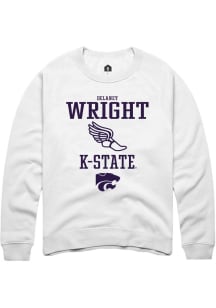 Delaney Wright Rally Mens White K-State Wildcats NIL Sport Icon Crew Sweatshirt