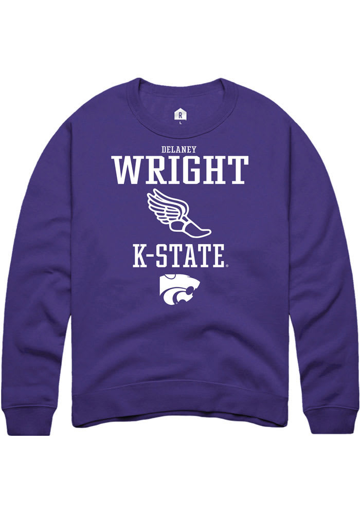 Delaney Wright Rally K-State Wildcats Mens Purple NIL Sport Icon Long Sleeve Crew Sweatshirt