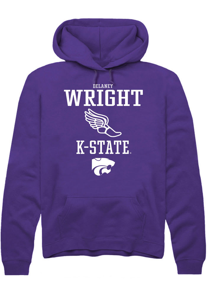 Delaney Wright Rally K-State Wildcats Mens Purple NIL Sport Icon Long Sleeve Hoodie