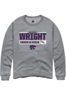 Delaney Wright Rally Mens Graphite K-State Wildcats NIL Stacked Box Crew Sweatshirt