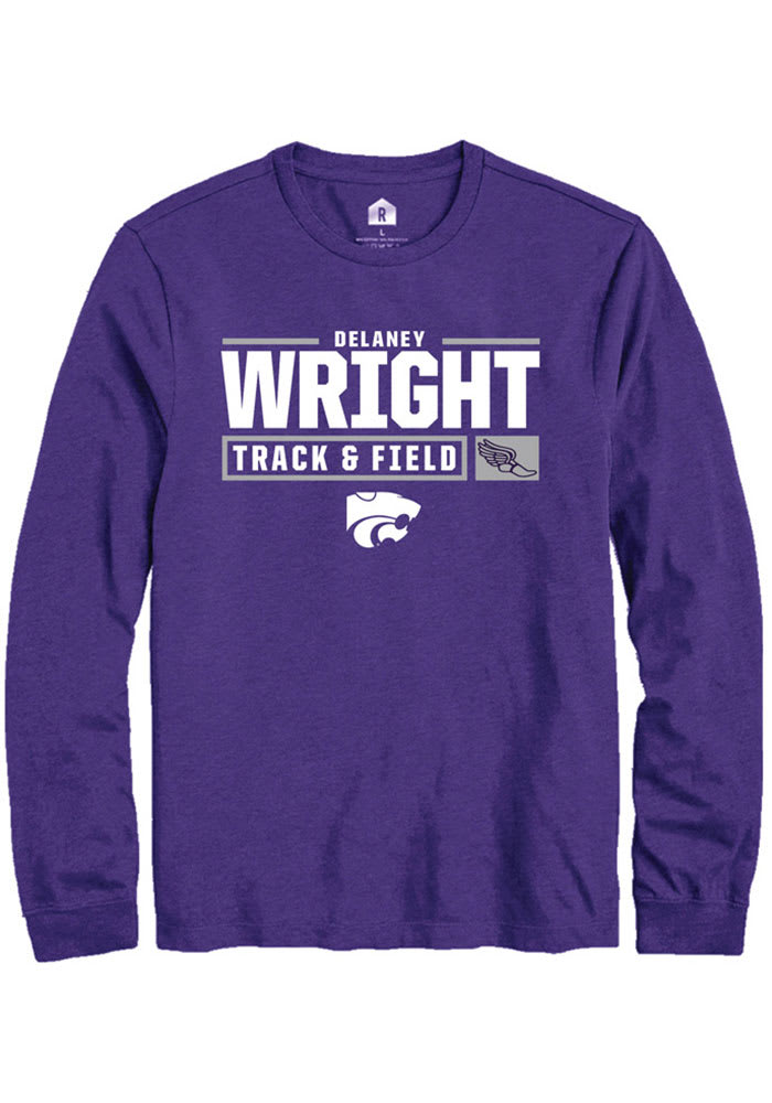 Delaney Wright K-State Wildcats Purple Rally NIL Stacked Box Long Sleeve T Shirt
