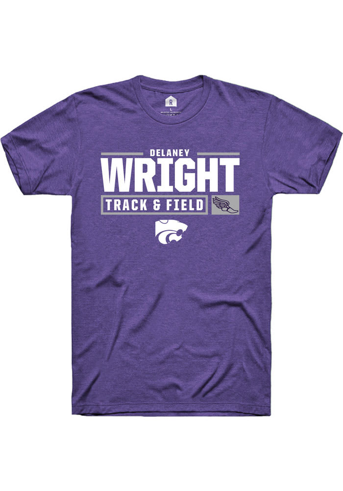 Delaney Wright K-State Wildcats Purple Rally NIL Stacked Box Short Sleeve T Shirt