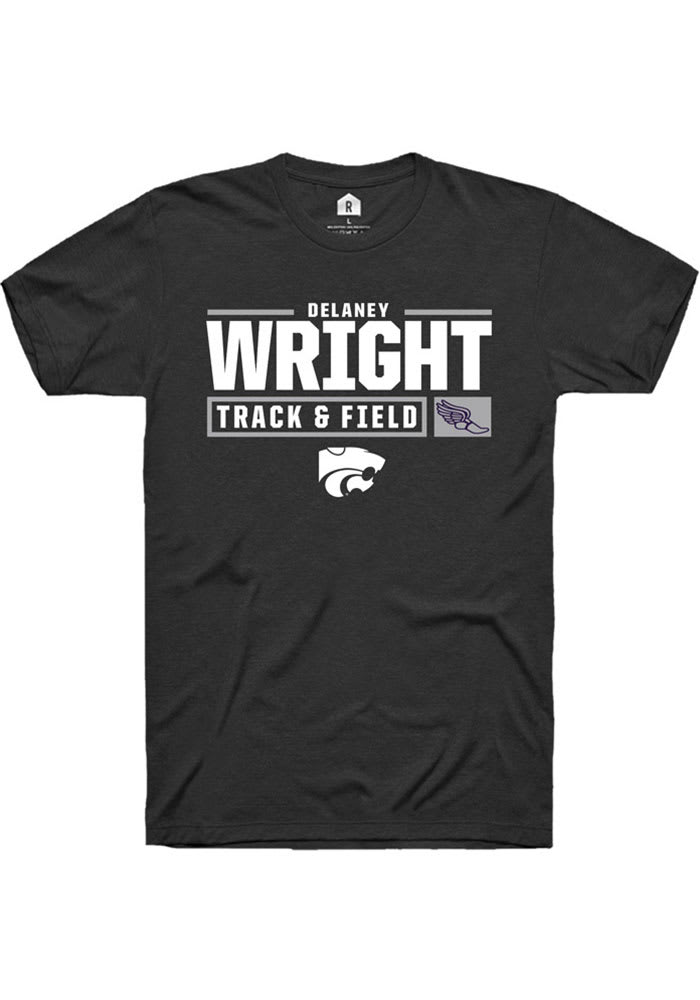 Delaney Wright K-State Wildcats Black Rally NIL Stacked Box Short Sleeve T Shirt