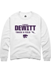 Lindsey DeWitt Rally Mens White K-State Wildcats NIL Stacked Box Crew Sweatshirt