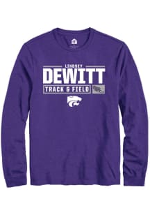 Lindsey DeWitt Rally Mens Purple K-State Wildcats NIL Stacked Box Tee