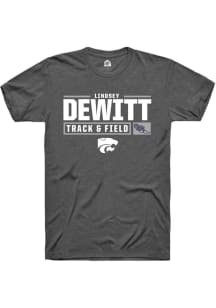 Lindsey DeWitt Dark Grey K-State Wildcats NIL Stacked Box Short Sleeve T Shirt